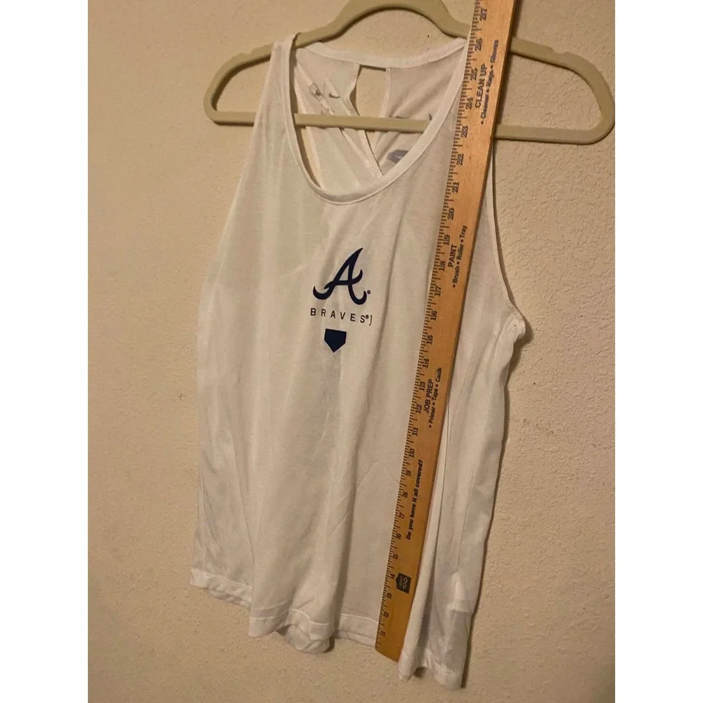 Nike Atlanta Braves Womens Dri-FIT Tank Top White Cross Back MLB Medium 0451
